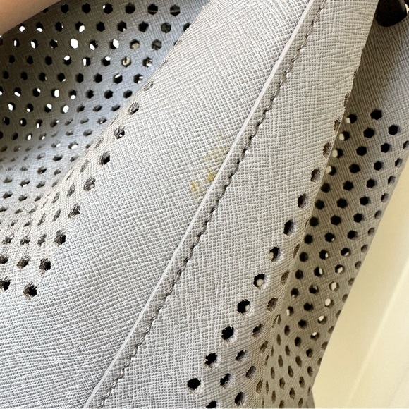 Kenneth Cole Perforated Leather Bucket Bag in Grey - Picture 6 of 9